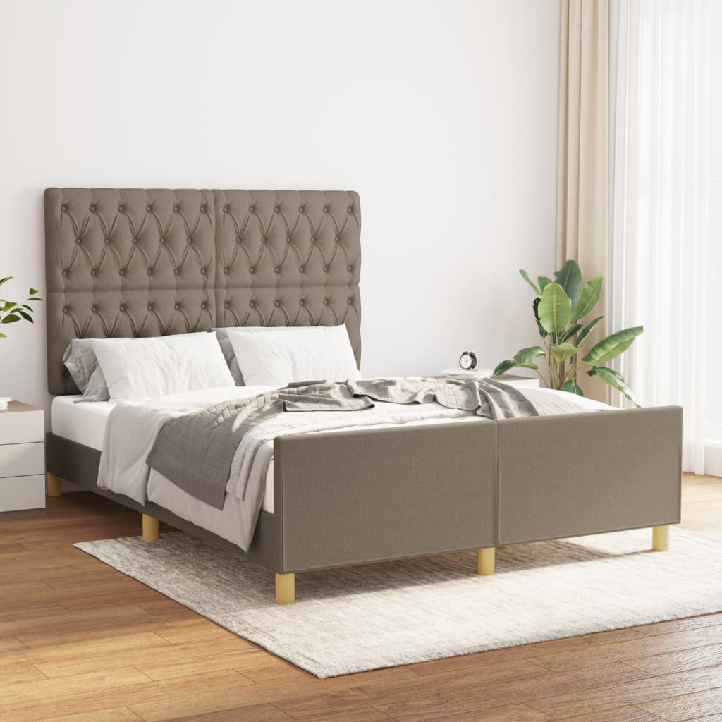 Estructura De Cama Con Cabecero De Tela Gris Taupe 140x200 Cm / Vetonek_5