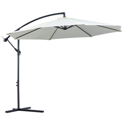 Outsunny Parasol Excéntrico Ø300 Cm Inclinable Con Manivela Para Jardín Crema_0