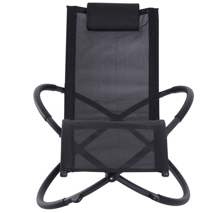Outsunny Tumbona Mecedora De Jardín Plegable Con Reposacabezas 154x80x84cm Negro_4