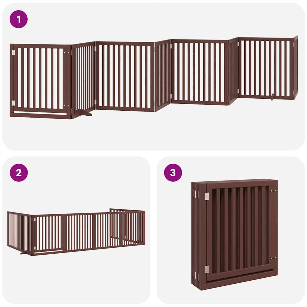 Vidaxl Puerta De Perros Plegable 8 Paneles Madera Álamo Marrón 640 Cm_3