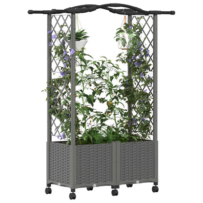 Cama Elevada Con Trellis Y Techo Gris Claro 125 X 40 X 144 Cm_2