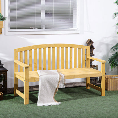 Outsunny Banco De Jardín De 2 Plazas De Madera Con Respaldo 143x51x85 Cm Natural_1