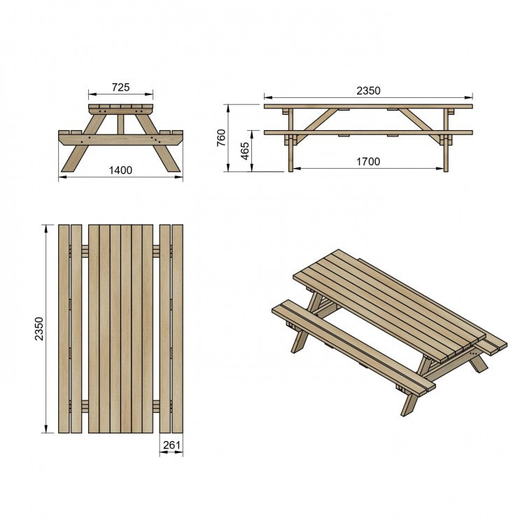 Mesa De Picnic Masgames Munich Xl 235 Cm Largo._1