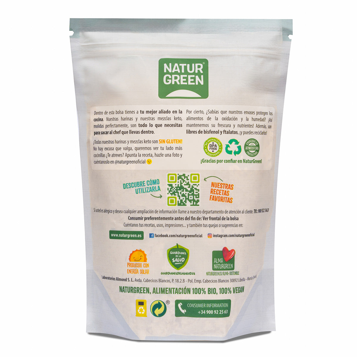 Farinha de grão-de-bico biológica sem glúten NaturGreen 500 g