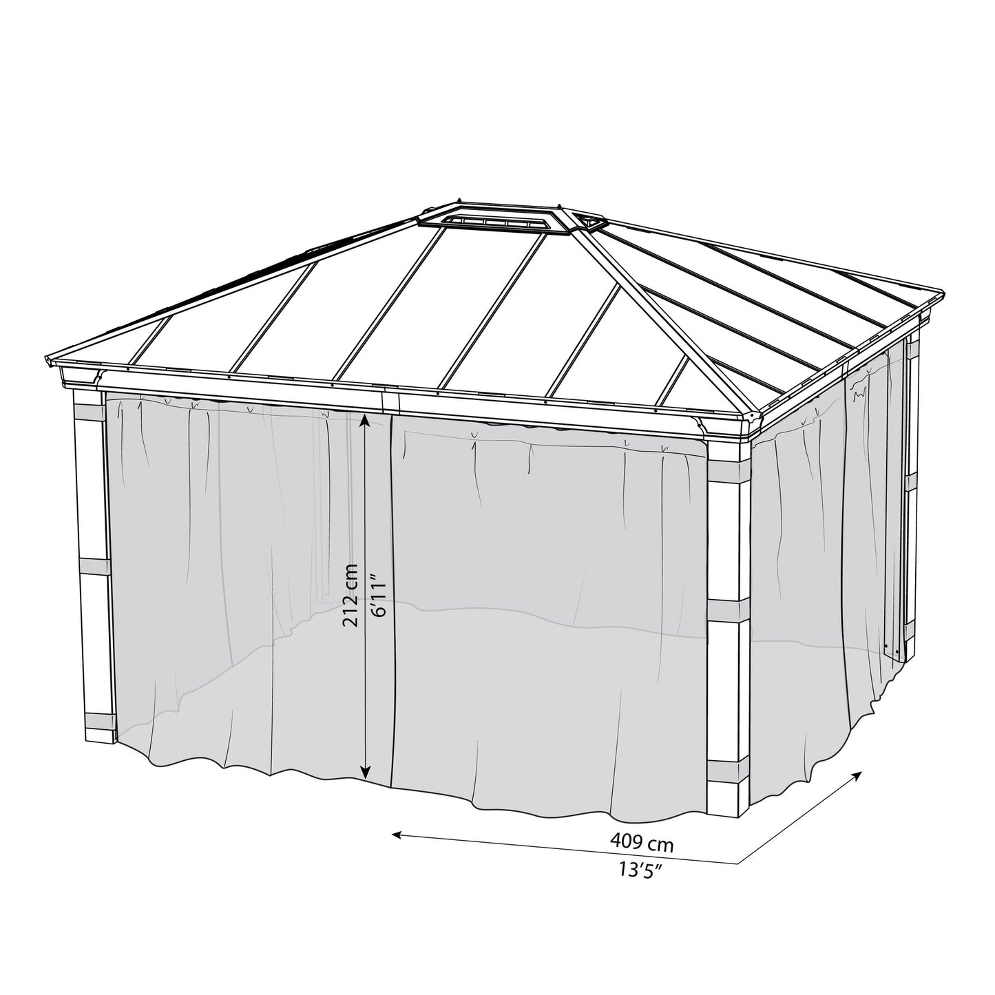 Conjunto de mosquiteiro para gazebo Dallas 360x422 cm 