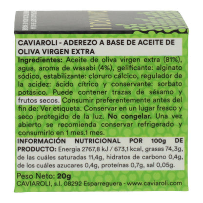 Esferas gelificadas de azeite virgem extra e wasabi Caviaroli 20g