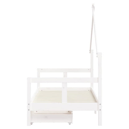 Vidaxl Estructura Cama Infantil Y Cajones Madera Pino Blanco 80x160 Cm_5