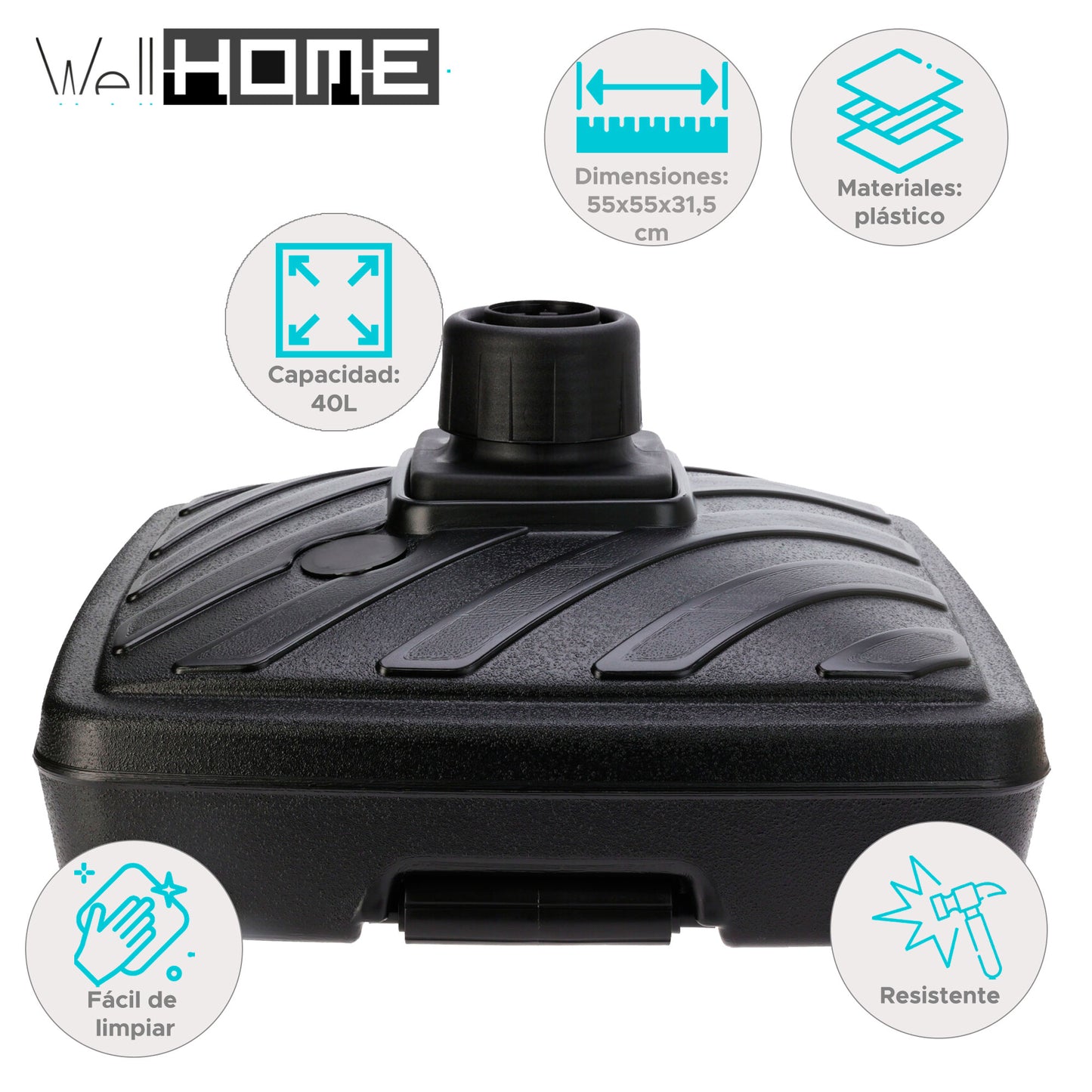 Well Home Soporte Para Sombrilla Cuadrado Capacidad De 40l_1