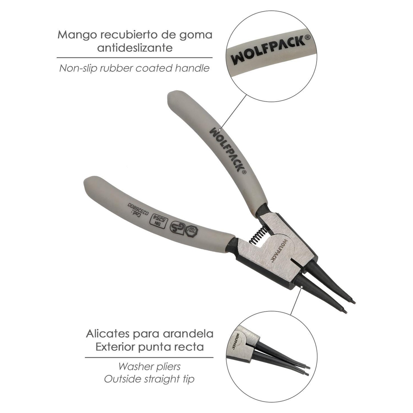 Alicates Arandelas Exteriores Recto 125 Mm. Acero Din 5254. Anillos De Presion, Anillos De Retención, Arandelas Circlips