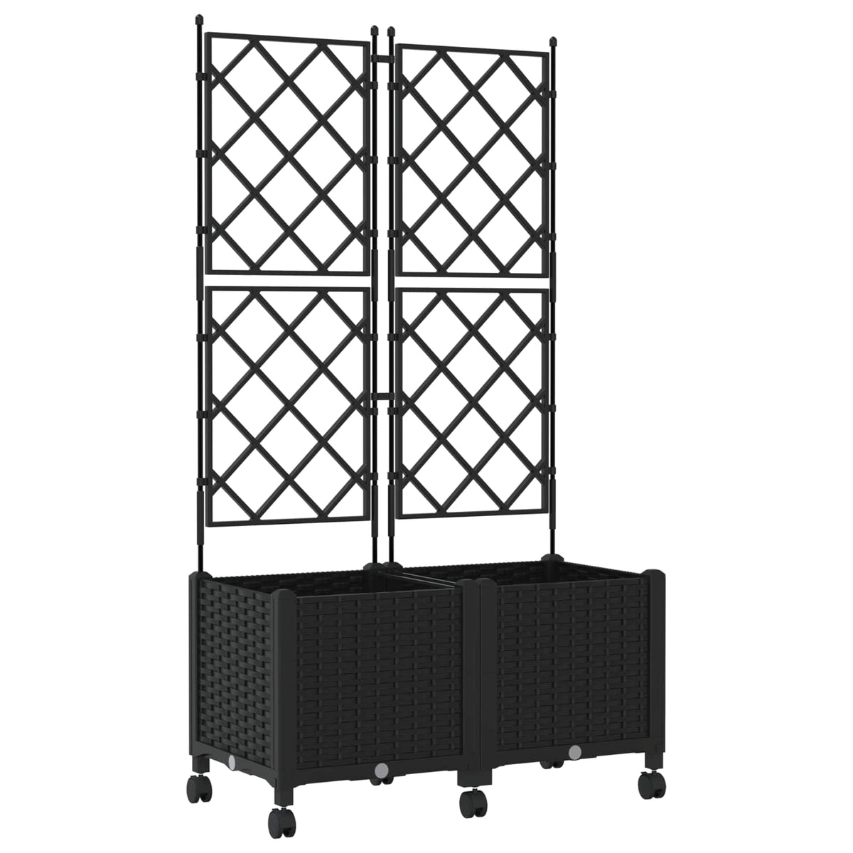Jardinera Con Enrejado Y Ruedas 2 Uds. Negro 80 X 40 X 149 Cm_0