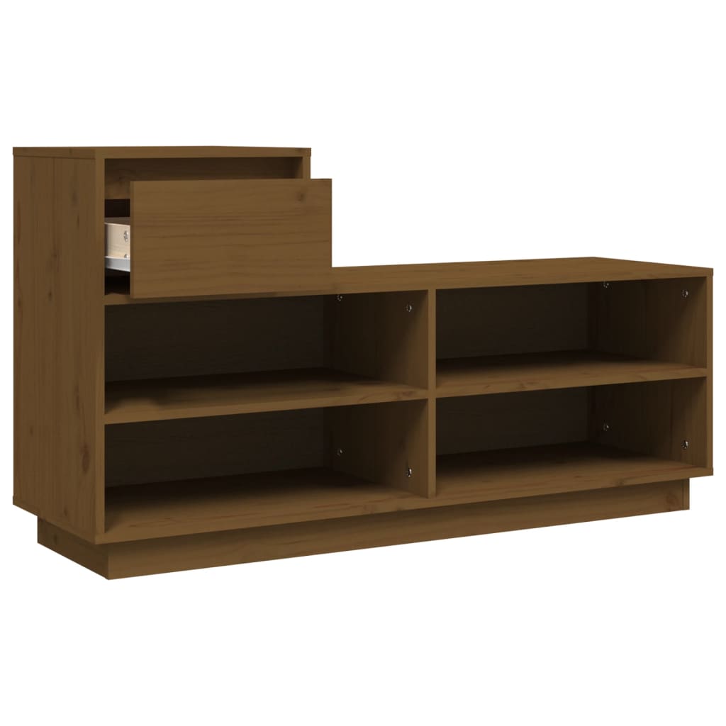 Mueble Zapatero De Madera Maciza Pino Marrón Miel 110x34x61 Cm / Vetonek_3