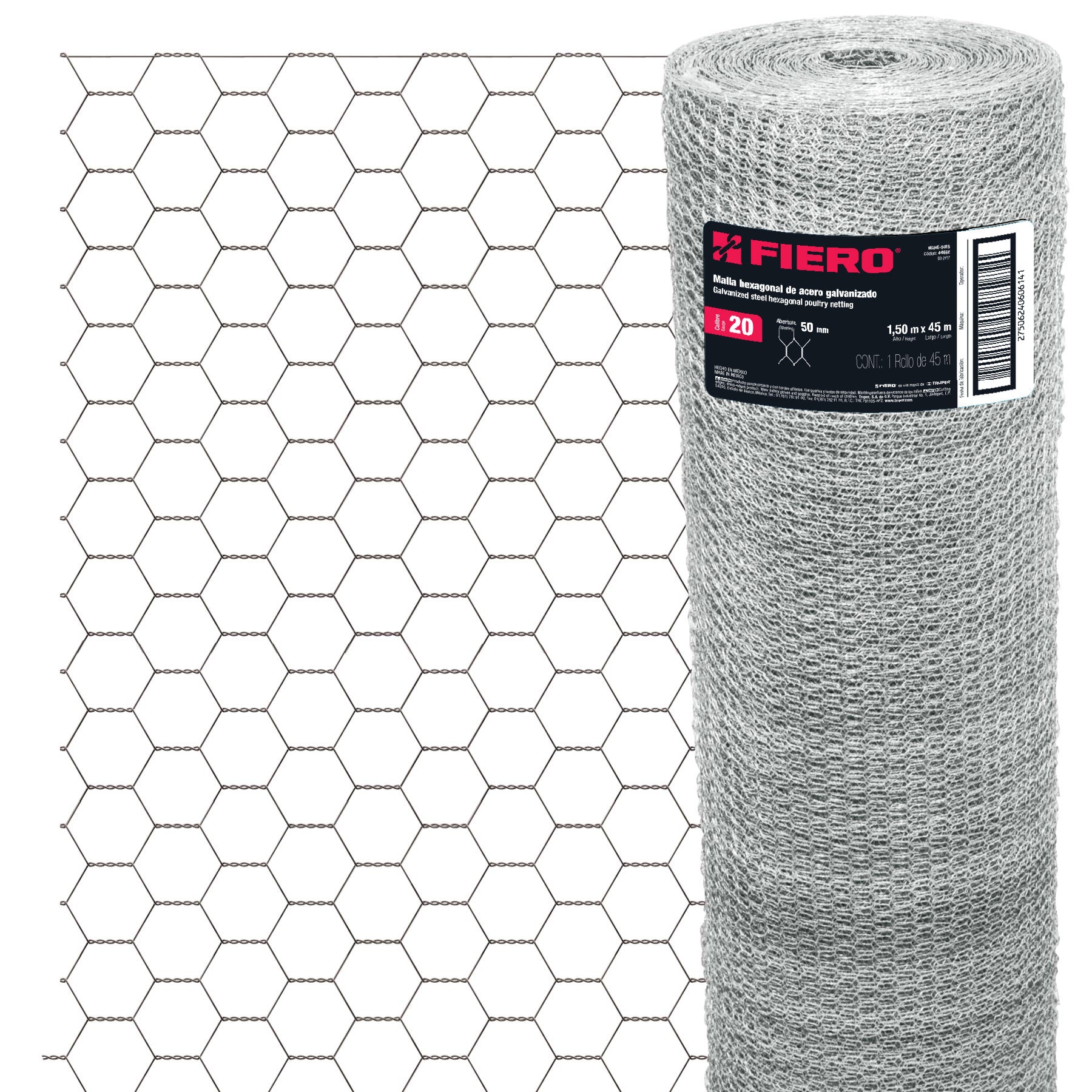 Malla Hexagonal Acero Galvanizado - 1,5 M - 50x50 Mm - 45 M_0