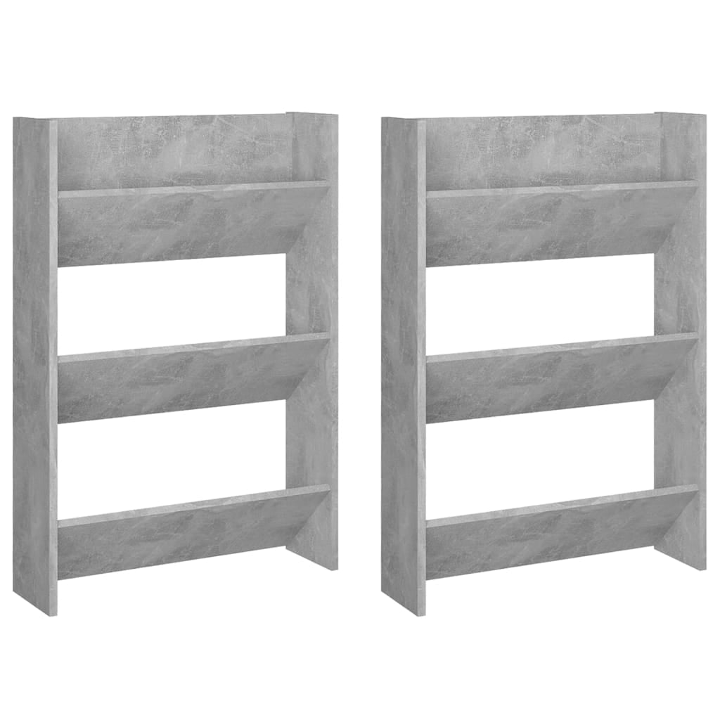 Vidaxl Zapateros De Pared 2 Uds Contrachapada Gris Hormigón 60x18x90cm_0