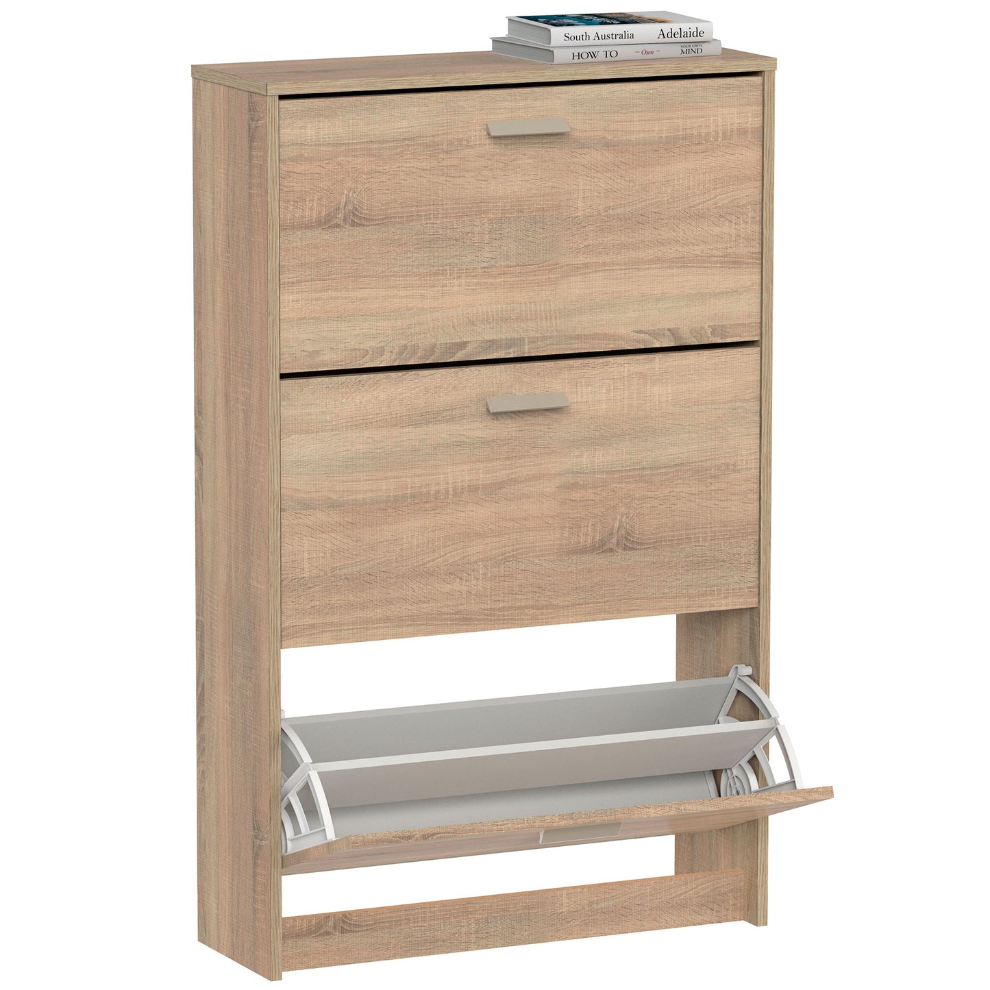 Zapatero Entrada Recibidor, Mueble Auxiliar Estrecho Zapatos, 3 Puertas, Madera 119,5x74x25 Cm, Briebe, Nova, Madera_3