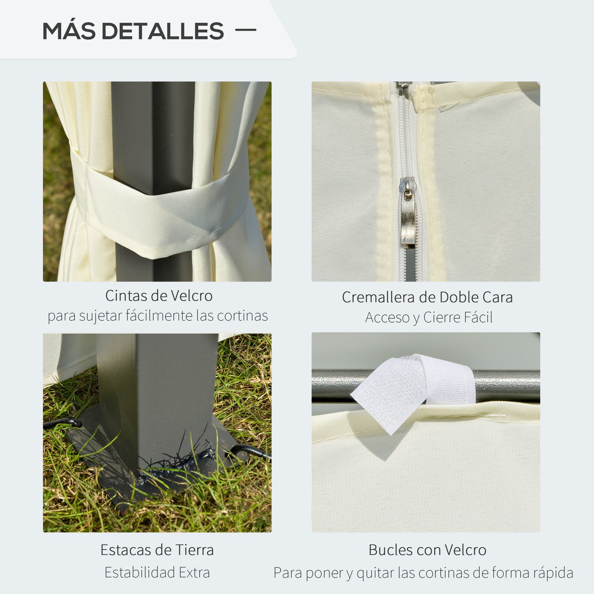 Outsunny Carpa De Jardín 4x3 M Doble Techo 6 Cortinas Laterales Con Luz Led_5