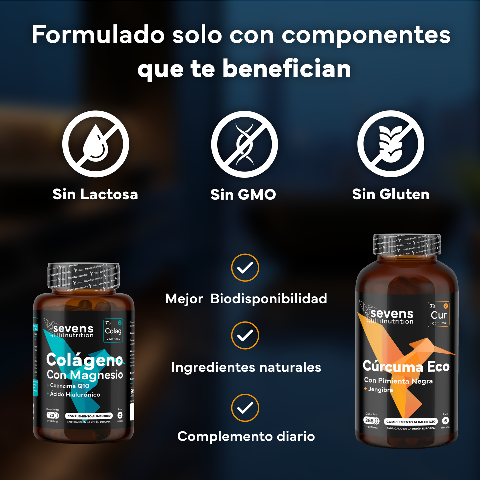 Colágeno Marino Con Magnesio Y Ácido Hialurónico + Cúrcuma Eco. Sevens Nutrition. Huesos, Articulaciones, Piel, Músculos_3