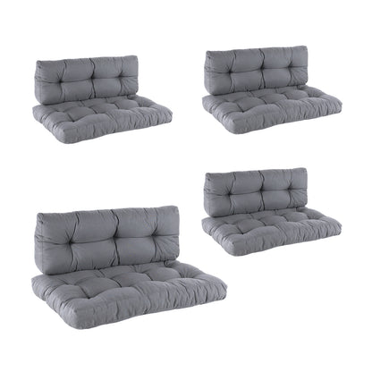 Pack 4 Cojines Para Palets, Cojín De Asiento 80x120x16 Cm + Cojín Respaldo 42x120x16 Cm, Olefin Color Gris, Repelente Al Agua_0