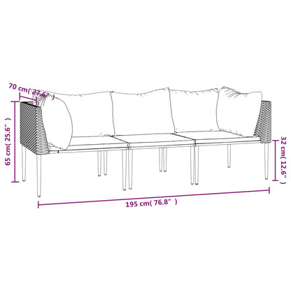 Vidaxl Set De Muebles De Jardín 3 Pzas Y Cojines Ratán Sintético Gris_2