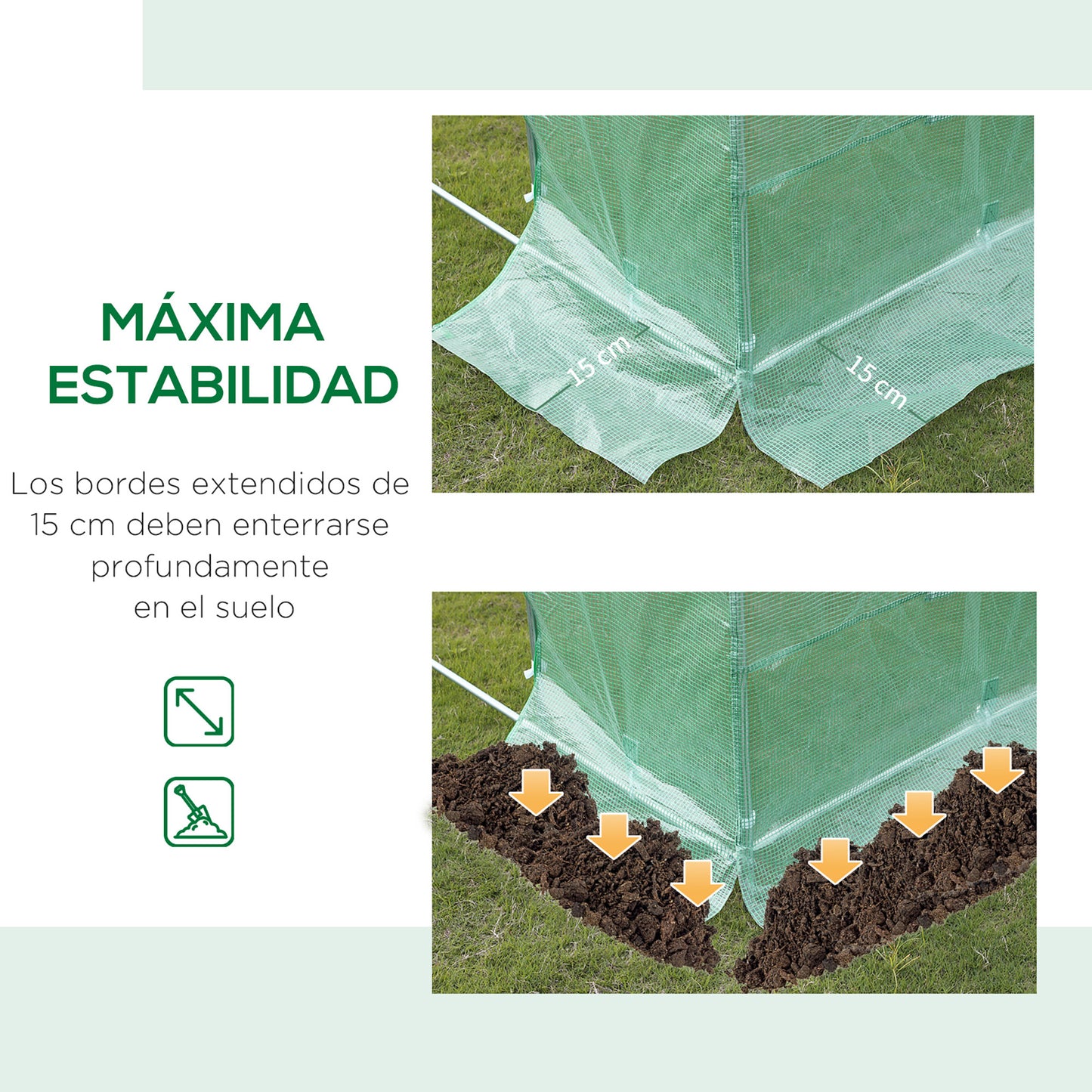 Outsunny Conjunto De Invernadero De Túnel Y Cubierta De Repuesto 2,5x2x2 M Verde_5