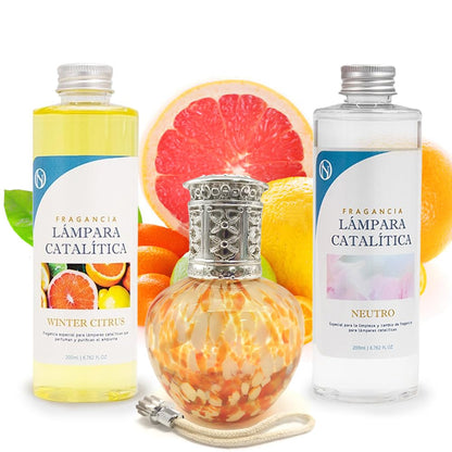 Pack Ahorro Lámpara Catalítica Drops Orange + Fragancia Winter Citrus 500ml + Limpiador Neutro 200ml + Mecha Repuesto_0