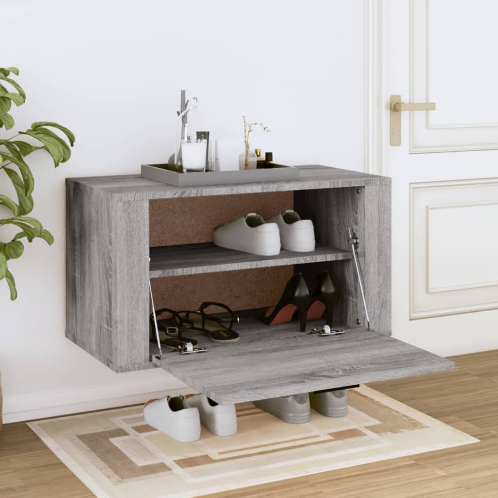 Mueble Zapatero Pared Madera De Pino Gris Sonoma 70x35x38 Cm / Vetonek_3