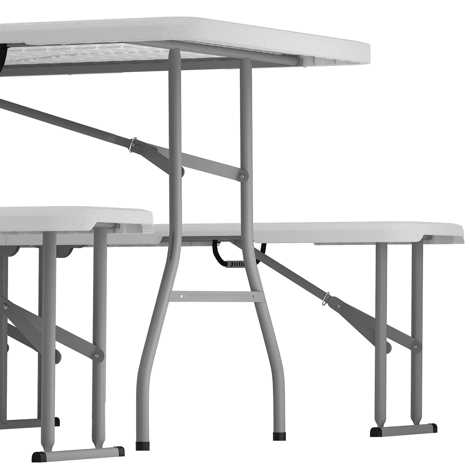 Outsunny Conjunto De Camping Plegable 3 Piezas Mesa Plegable Camping Con Bancos_4