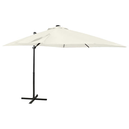 Vidaxl Sombrilla De Jardín Voladiza Con Palo Y Luces Led Arena 250 Cm_0