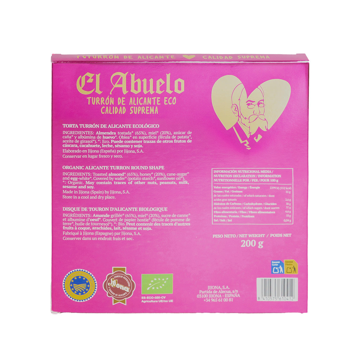 Torta de Turrón de Alicante ECO - Agatha Ruiz de la Prada El Abuelo 200 g