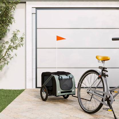Remolque Bicicleta Para Mascotas Hierro Tela Oxford Negro Gris_1