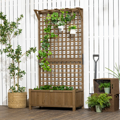 Outsunny Jardinera Con Enrejado De Madera Para Trepadora Plantas 90x45x183 Cm_3