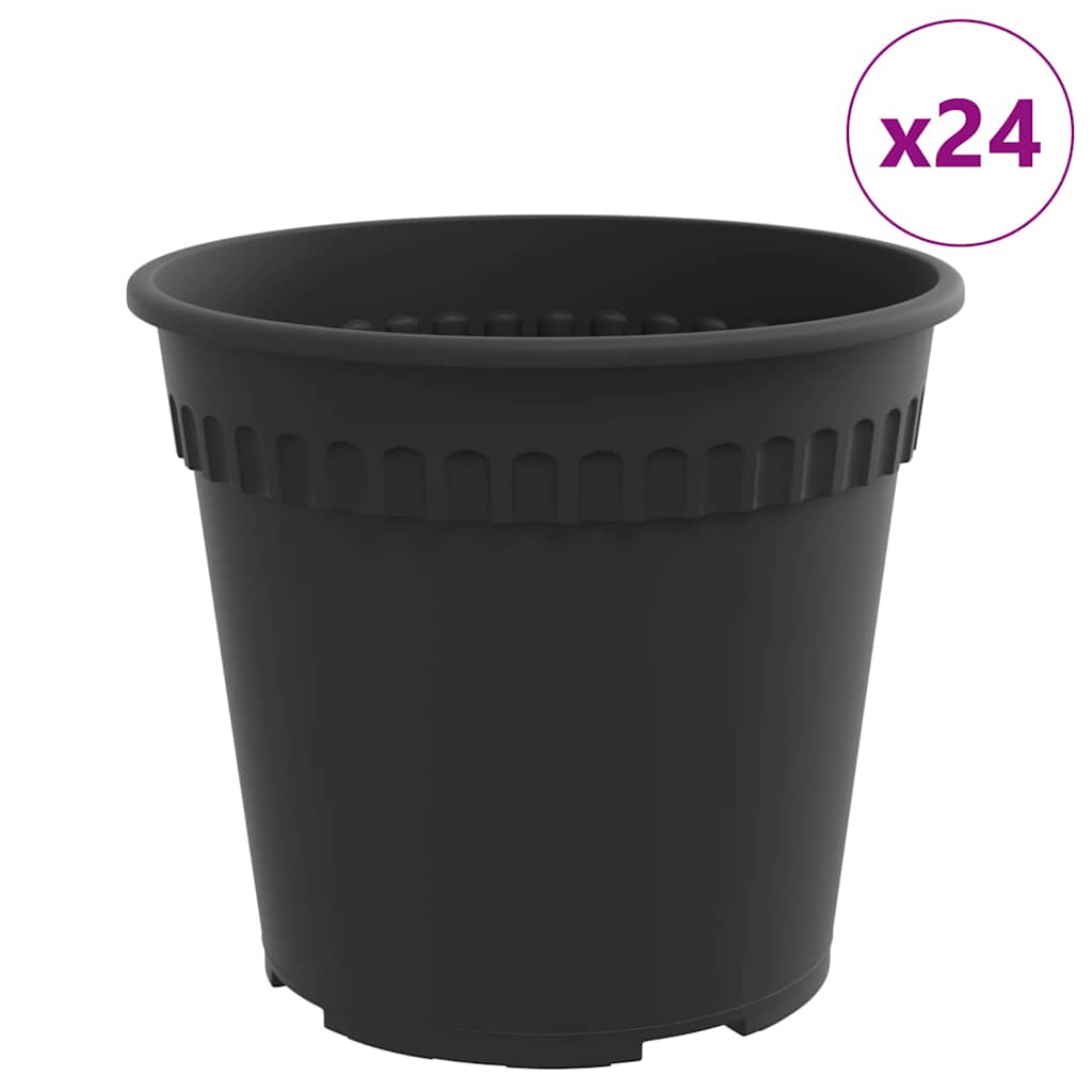 Maceta Redonda Para Flores 24 Uds. Negro Ø 19 X 16,5 Cm_0