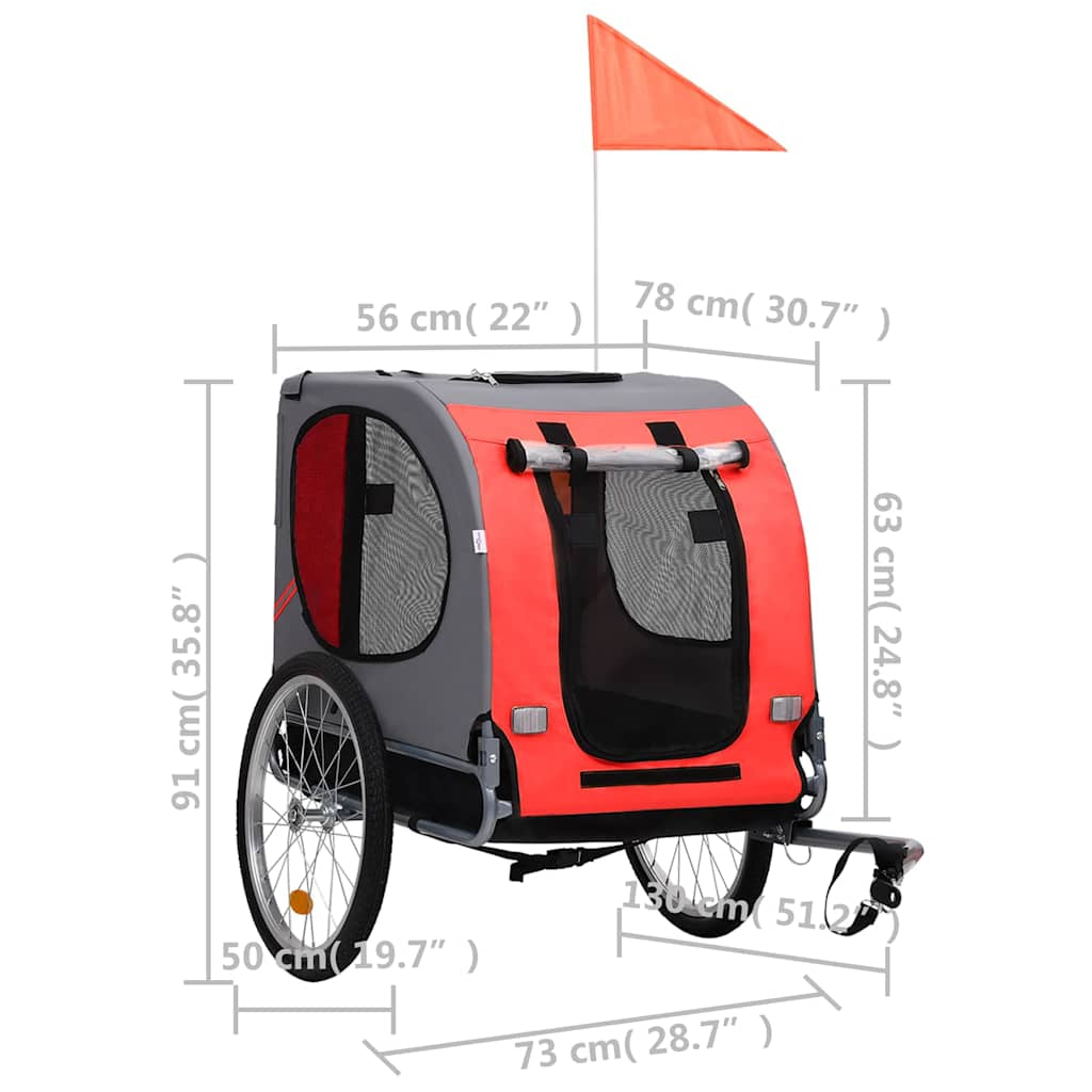Vidaxl Remolque De Bicicleta Para Mascotas Rojo Y Negro_2