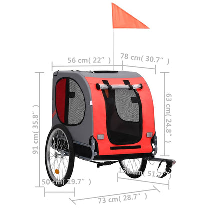 Vidaxl Remolque De Bicicleta Para Mascotas Rojo Y Negro_2