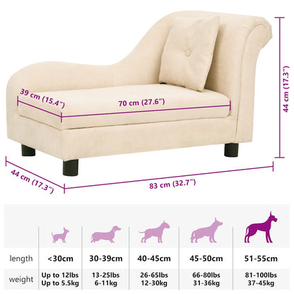 Vidaxl Sofá Para Perros Con Almohada Crema Felpa 83x44x44 Cm_2