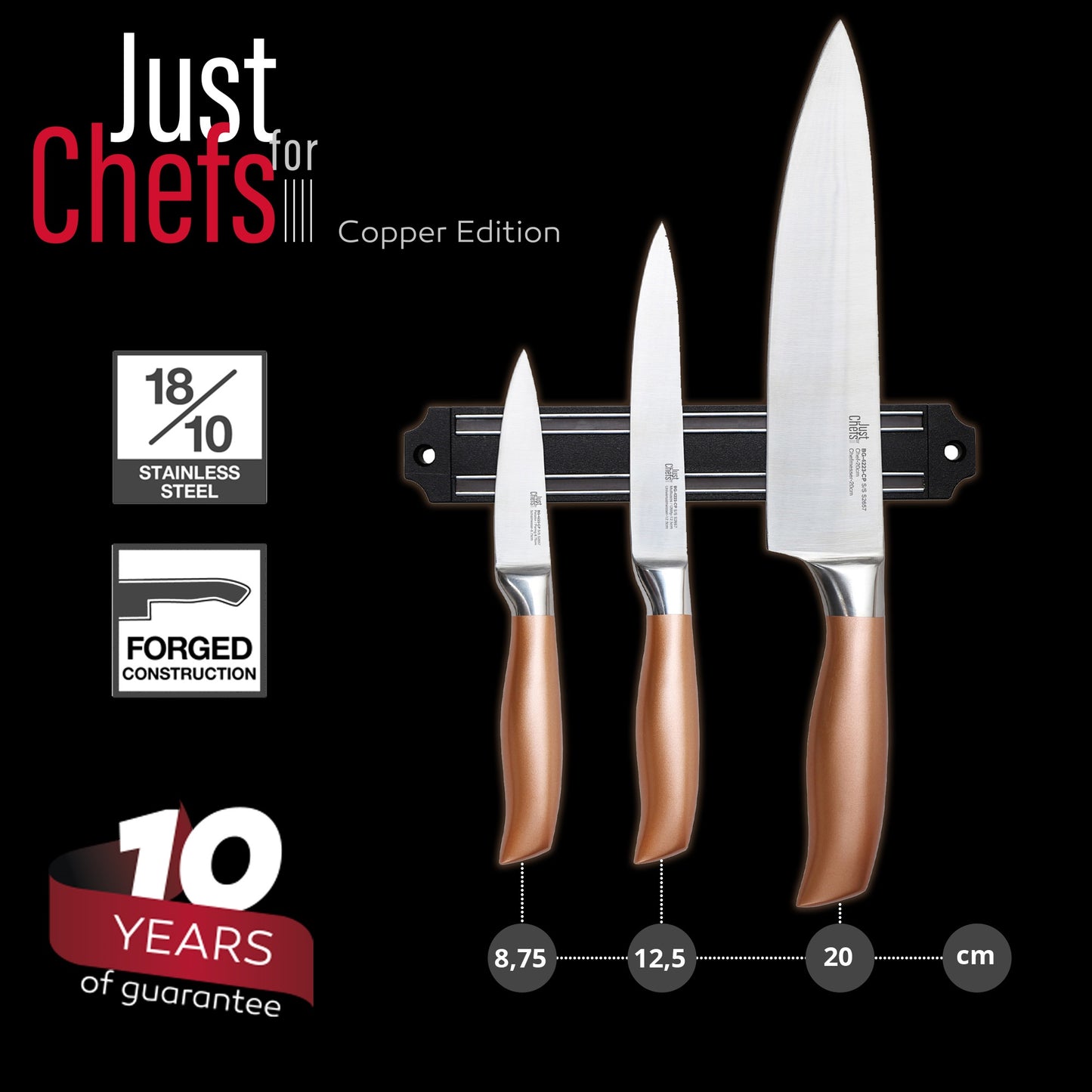 Batería de Cocina San Ignacio Altea 8 Pzas Acero Inoxidable Apta para Inducción + Set de 3 Cuchillos con Barra Magnética_3
