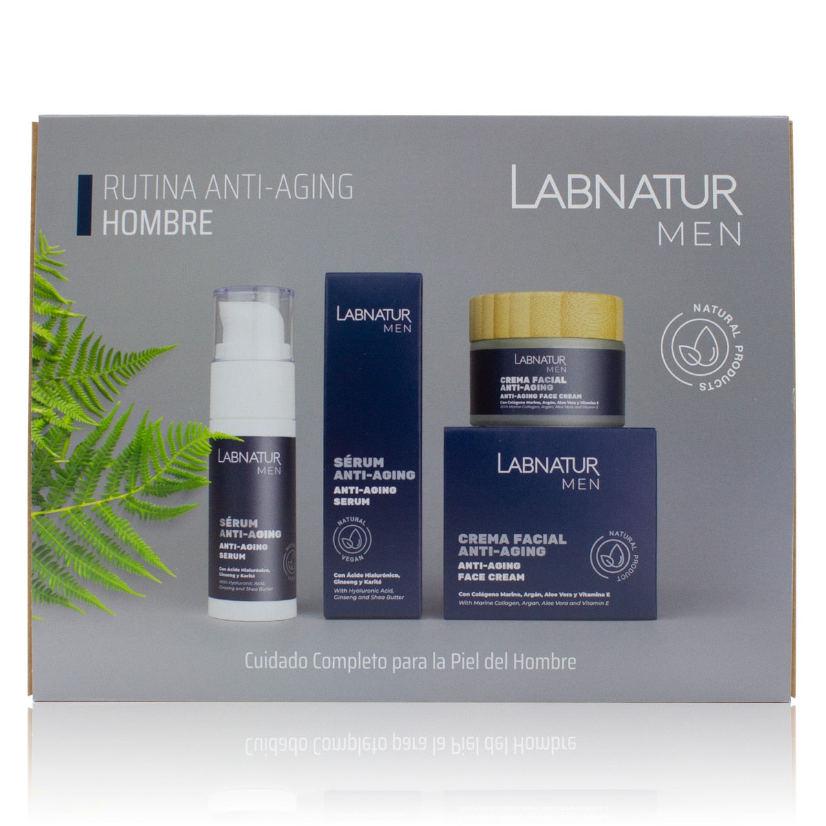 Pack Anti-Aging para Hombre Labnatur Men | Sérum 30 ml y Crema Facial 50 ml | Ácido Hialurónico y Colágeno Marino_0