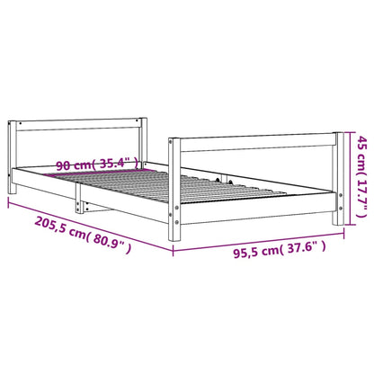 Estructura De Cama Para Niños Madera Maciza De Pino 90x200 Cm / Vetonek_2