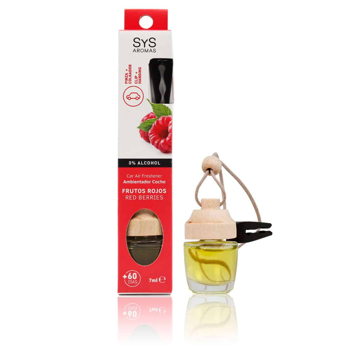 Ambientador Coche Pinza Frutos Rojos SYS Aromas Style 7 ml | Aroma Dulce Afrutado | Frescor Duradero | Clip Ventilación_0