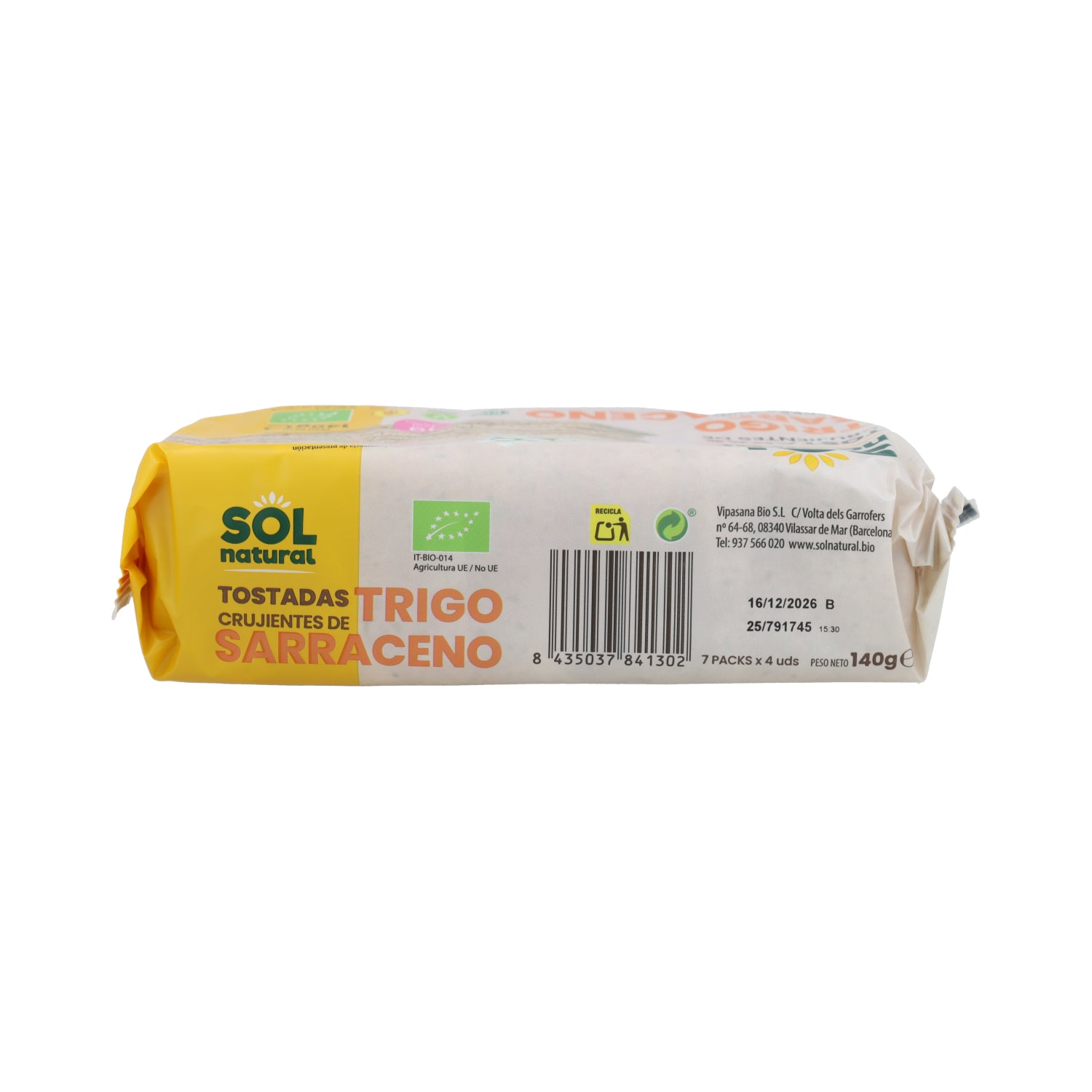 Tosta de trigo sarraceno biológico Sol Natural 140g