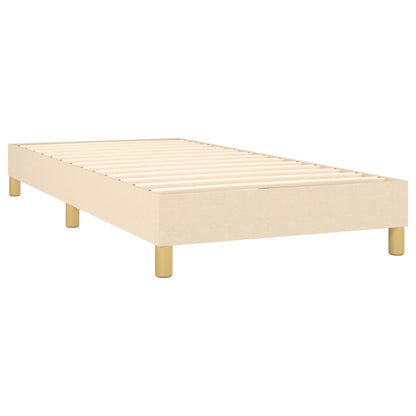 Cama Box Spring Con Colchón Y Led Tela Crema 90x190 Cm / Vetonek_5