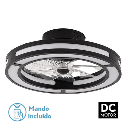 Ventilador Dc 58w Kastoria Negro 8 Aspas Abs Transp 50d 6 Velocidades 5900lm 3 Colores C/remoto, Memoria Y Temporizador_0