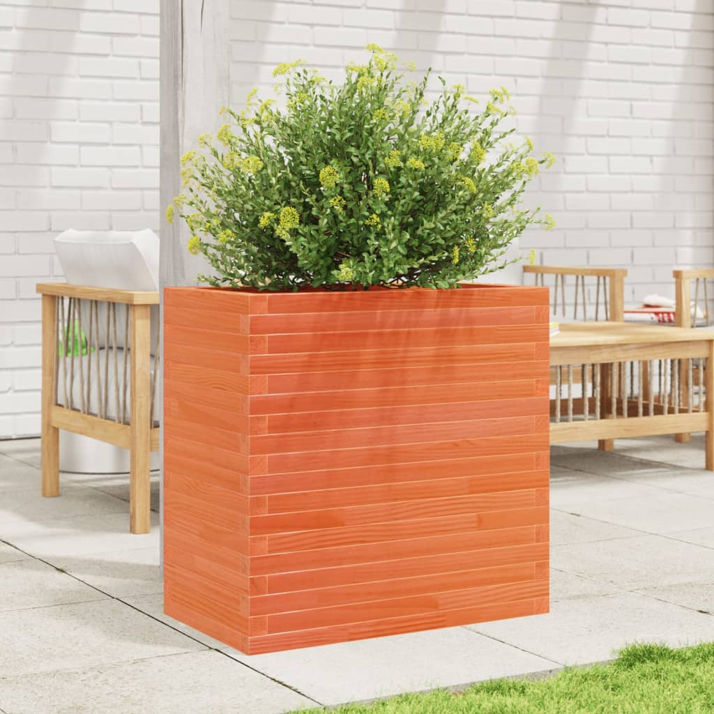 Jardinera Madera Maciza De Pino Marrón Cera 70x40x68,5 Cm_2