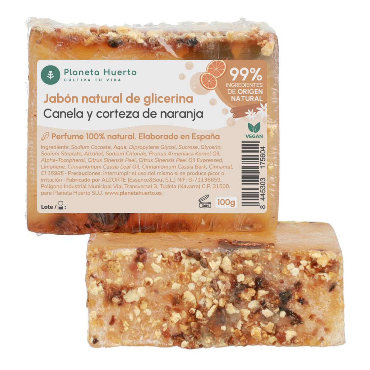 Sabonete natural de glicerina com canela e casca de laranja 100 g