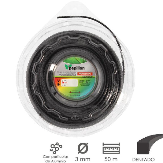 Hilo Nylon Desbrozadoras Cuadrado Dentado Profesional Ø 3,0 Mm. Rollo 50 Metros. Hilo Nylon Corte Desbrozadores Hierba,_0