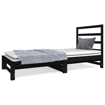 Sofá Cama Extraíble Madera Maciza De Pino Negro 2x(90x190) Cm / Vetonek_1