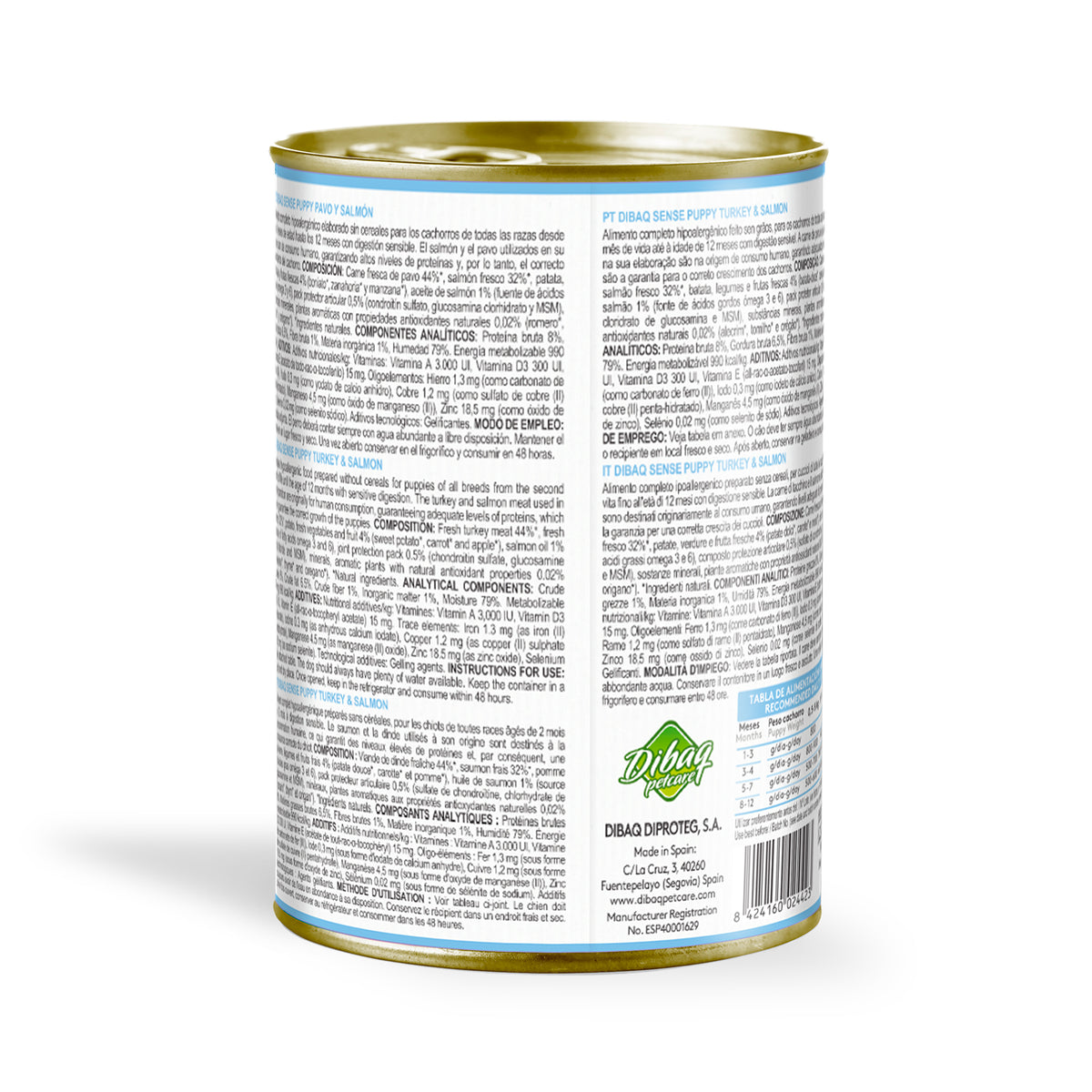 Dibaq Sense Lata Salmón Y Pavo Cachorros 380 G_1