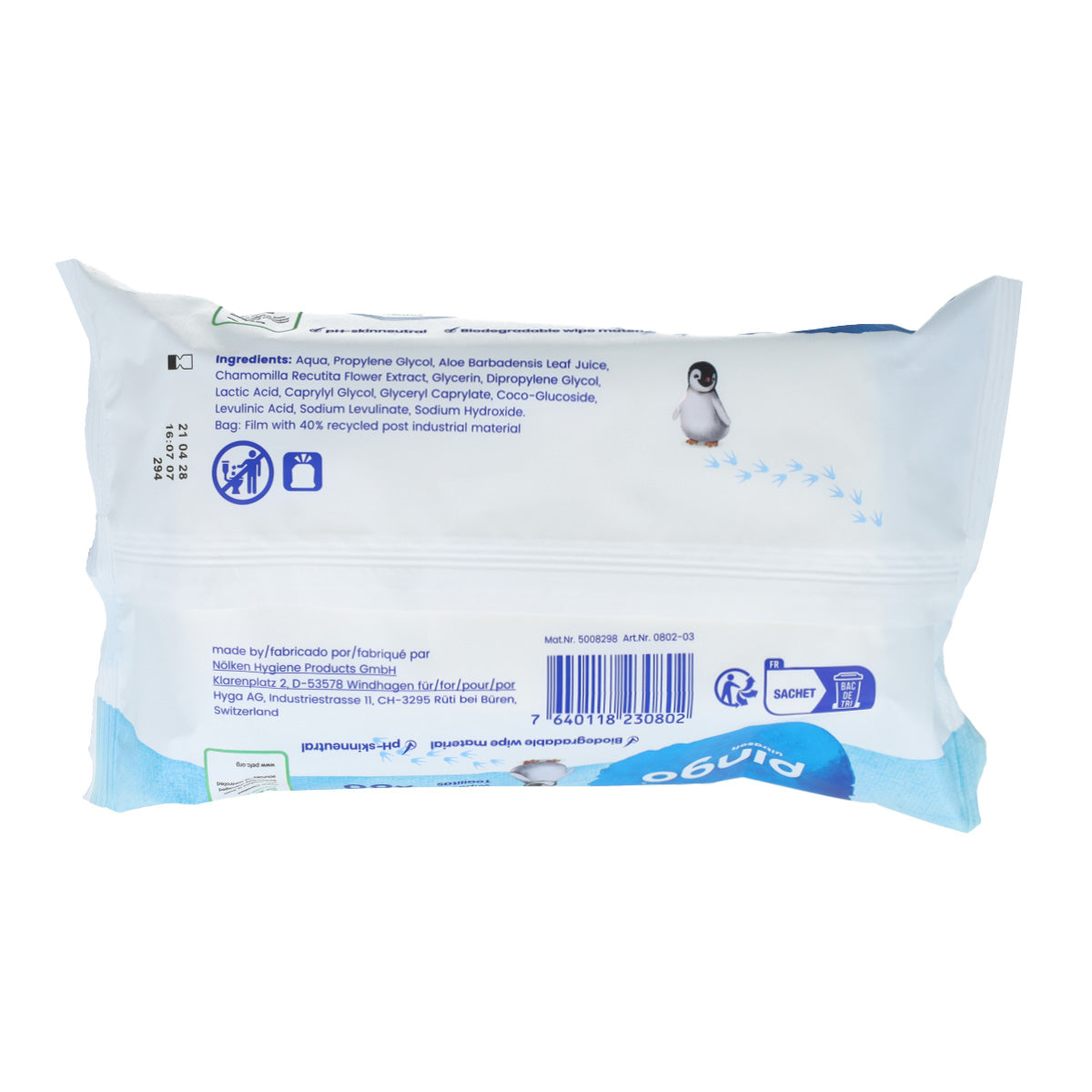 Toallitas húmedas de bebé 100% biodegradables 80 uds Pingo
