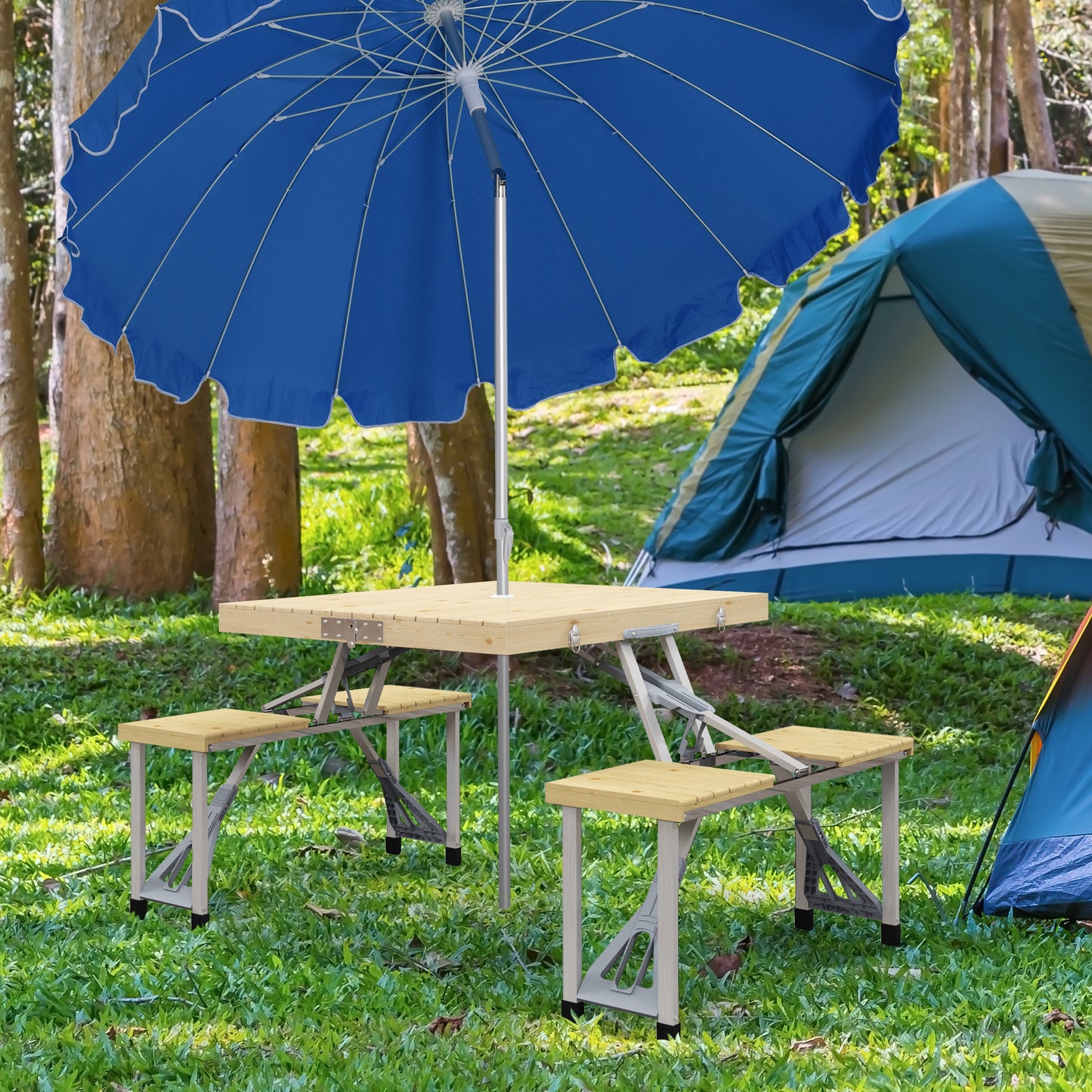 Outsunny Mesa De Camping Plegable 86x72,5x67 Cm Con Asientos Natural_1
