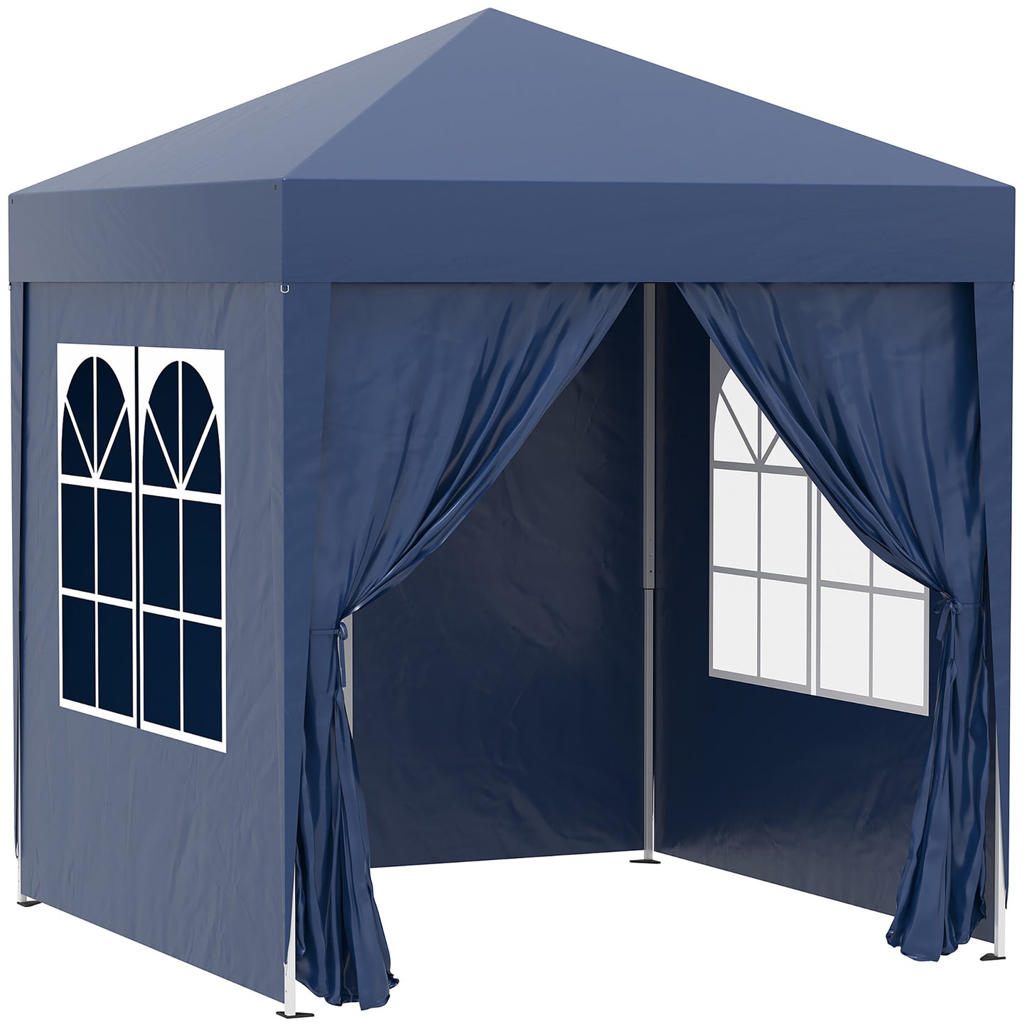 Outsunny Carpa Plegable 2x2m Exterior Con 4 Paredes Y Bolsa De Transporte Azul_0