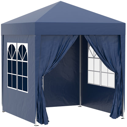 Outsunny Carpa Plegable 2x2m Exterior Con 4 Paredes Y Bolsa De Transporte Azul_0